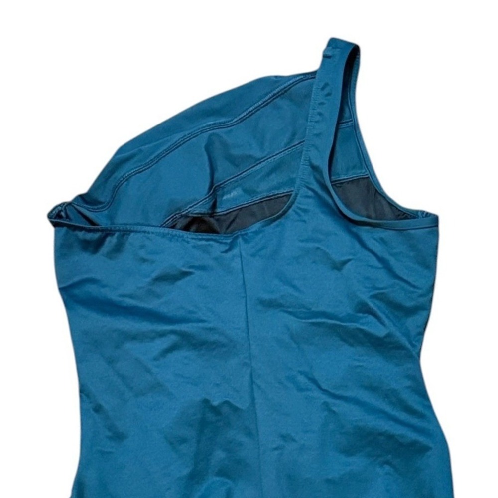 Miraclesuit Womens Jena Swimsuit 16 18 Teal One Shoulder One Piece Tummy Control - Picture 5 of 9